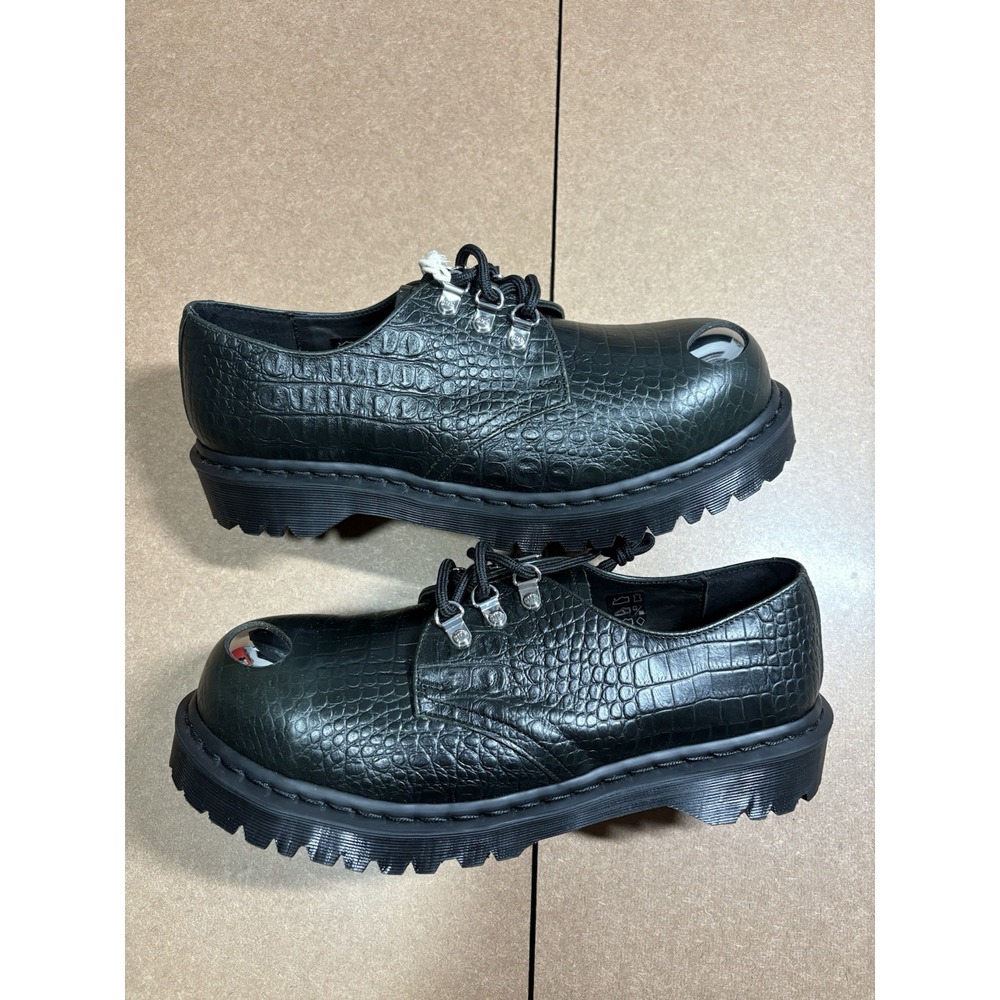 Dr Martens 1461 Bex Steel Toe Croc Embossed Leather Shoes Forest Green Size 10